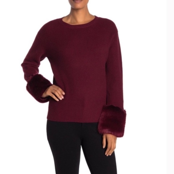 Nordstrom sweater faux fur cuffs New with tags - Picture 1 of 4